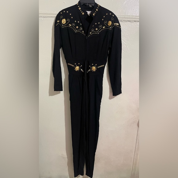 Icing Pants - The Icing Vintage Black Jumpsuit with Gold Accent
